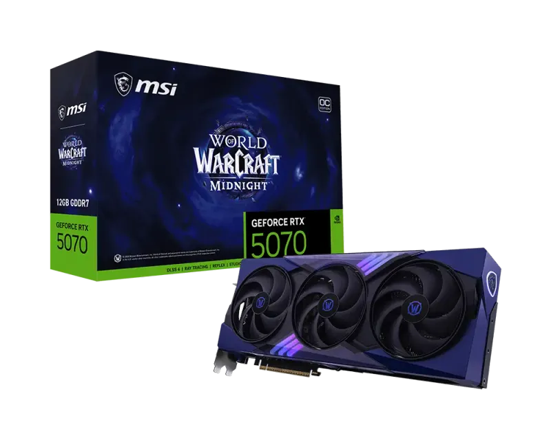 MSI GeForce RTX™ 5070 12G World of Warcraft® MIDNIGHT VOID EDITION OC 12GB GDDR7 192bit Video Card
