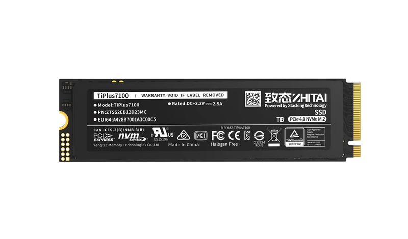 YMTC Zhitai TiPlus7100 1TB NVMe M.2 PCIe Gen 4 SSD (RW: 7,000/6,000 MB/s)