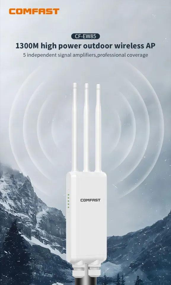 COMFAST CF-EW85 Long Range 2.4GHz Outdoor 1200MBPS Wireless Network CPE Bridge Access Point, VLAN, 3 PORT