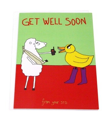 Angry Duck Get Well Soon STD Greeting Card