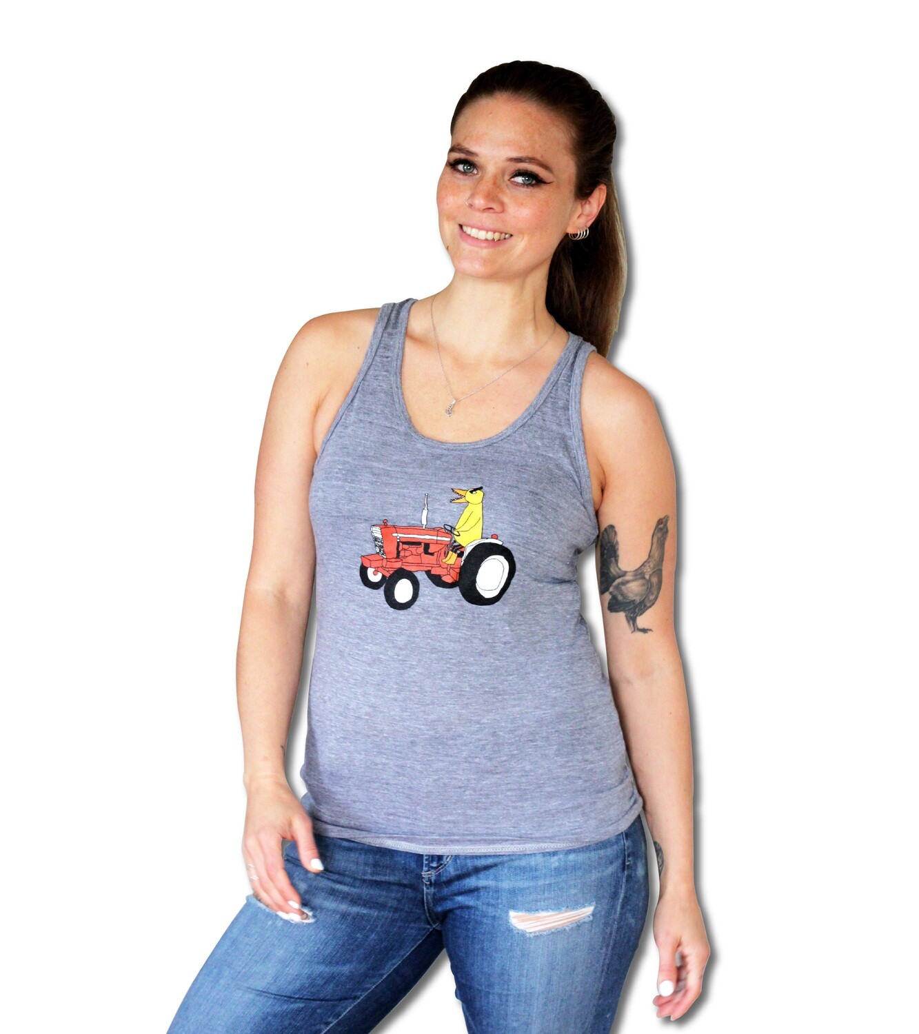 Angry Duck Unisex Grey Tractor Tank Top