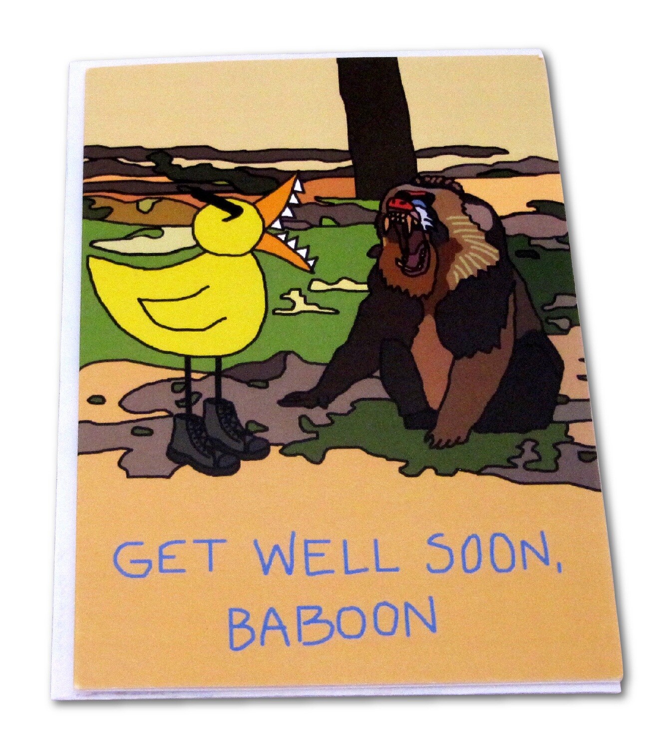 Angry Duck Get Well Soon Baboon Greeting Card