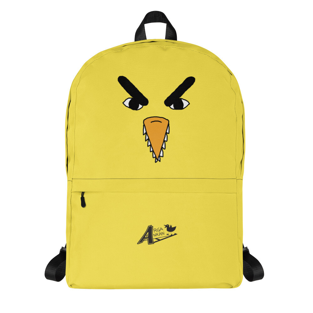 Angry Duck Face Yellow Backpack With Hidden Ducks Inside Pocket