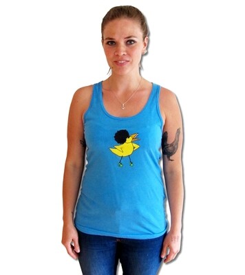 Angry Duck Cyan Blue Afro Duck Tank