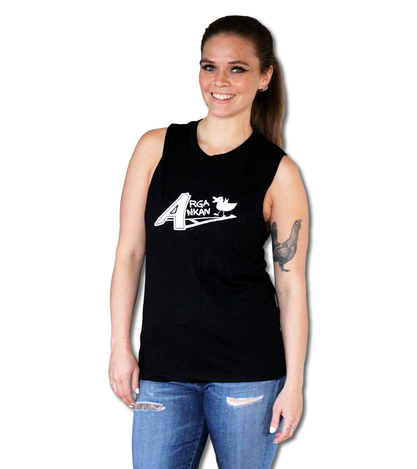Angry Duck Black With White Logo Sleeveless Tee