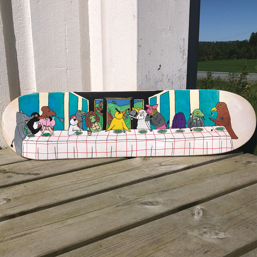 Angry Duck Last Supper Handdrawn Skatedeck