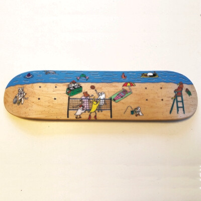 Angry Duck Beach Scene Handdrawn Skatedeck