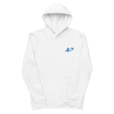 Angry Duck White With Cyan Embroidered Logo Essential Eco Hoodie