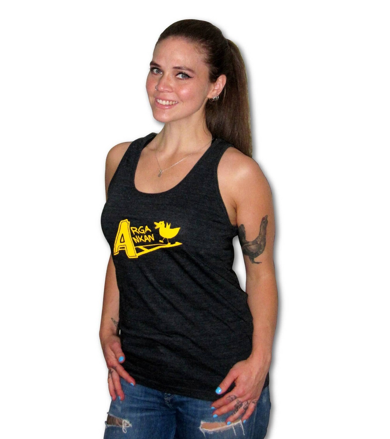 Angry Duck Unisex Black with Yellow Logo Tank Top