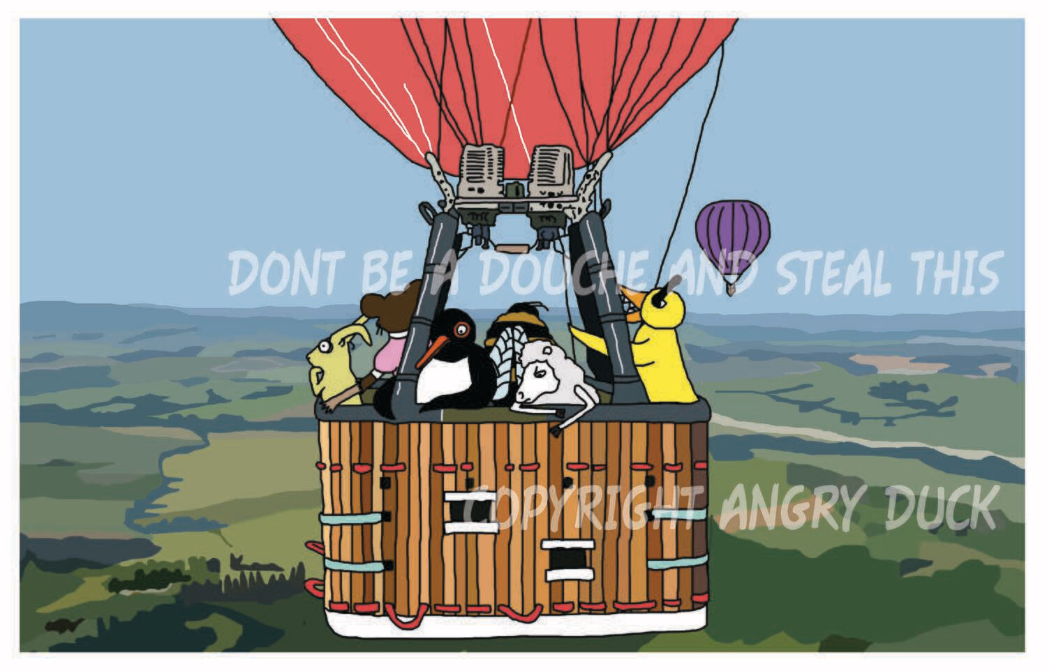 Angry Duck Air Balloon Print