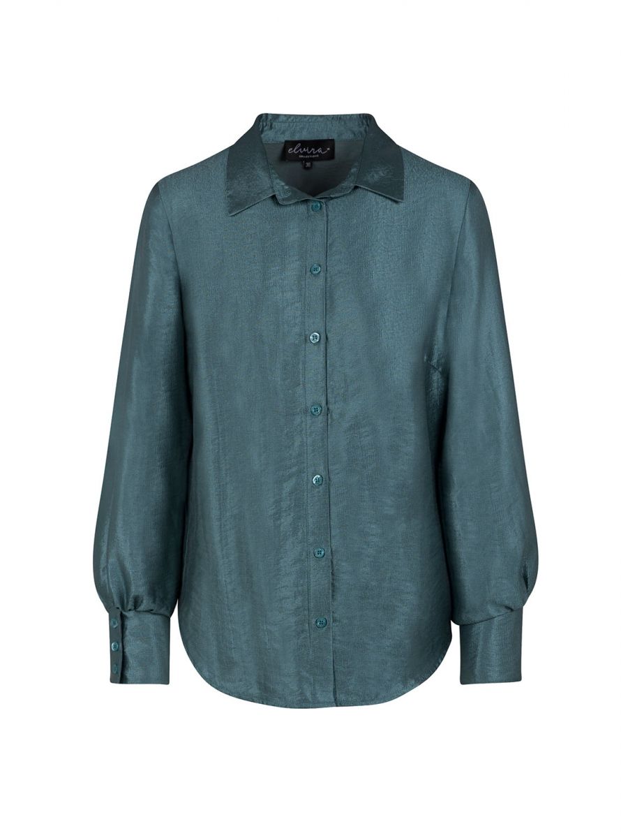 E5 24-031 Blouse Silke, Size: 36, Color: Teal