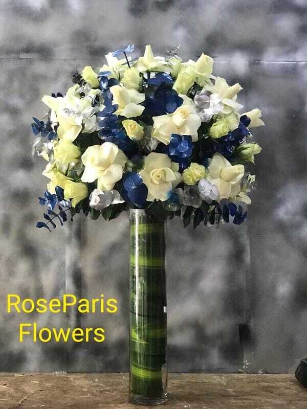 White And Blue Flowers In Vase