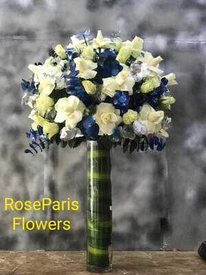 White And Blue Flowers In Vase