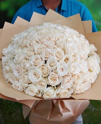 Majestic White Rose Hand Bouquet