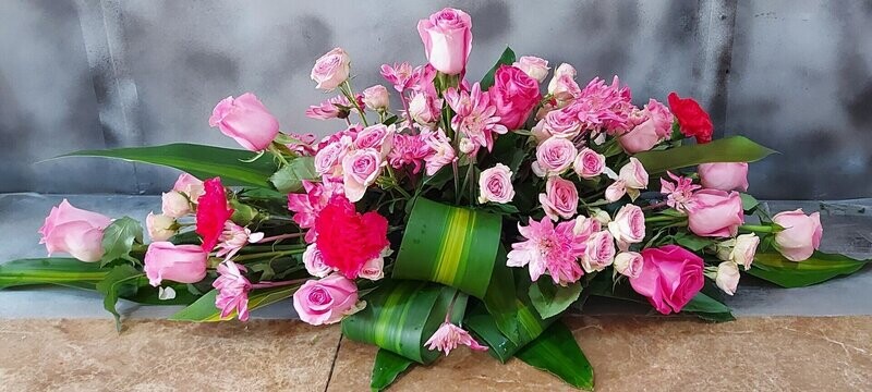 Flat Table Arrangement With Flowers
