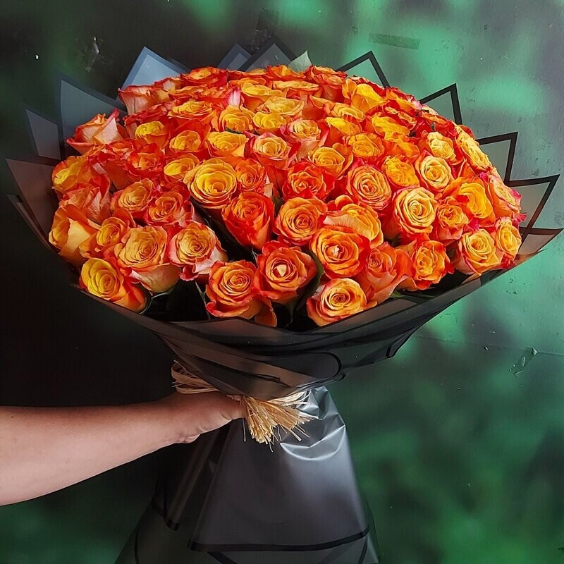Happy Orange Rose Bouquet
