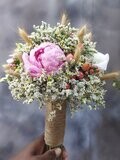 Peony And Dry Flower Bridal Bouquet