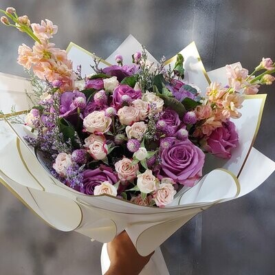 Purple N Peach Flower Bouquet