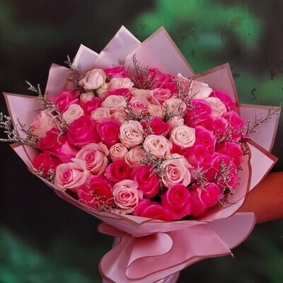Charming Pink&Peach Rose Bouquet