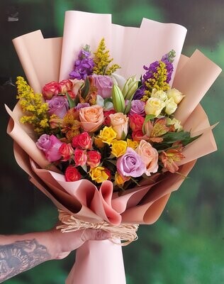Cheerful Mix Flowers Hand Bouquet