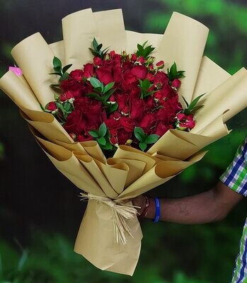 Rising Red Rose Hand Bouquet