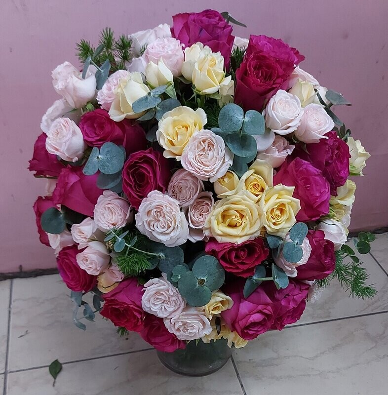 Mixed Roses In Vase