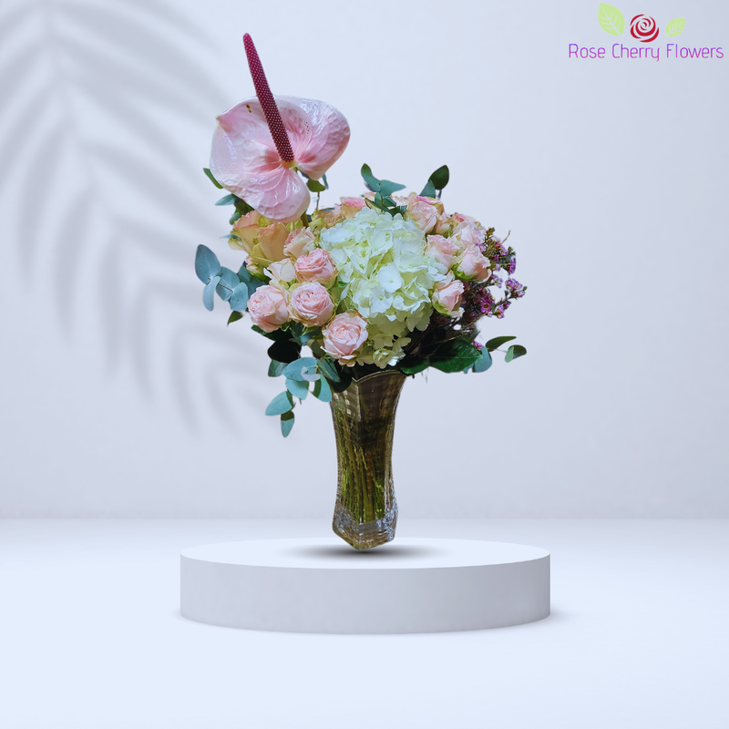 Anthurium With Flowers In Vase