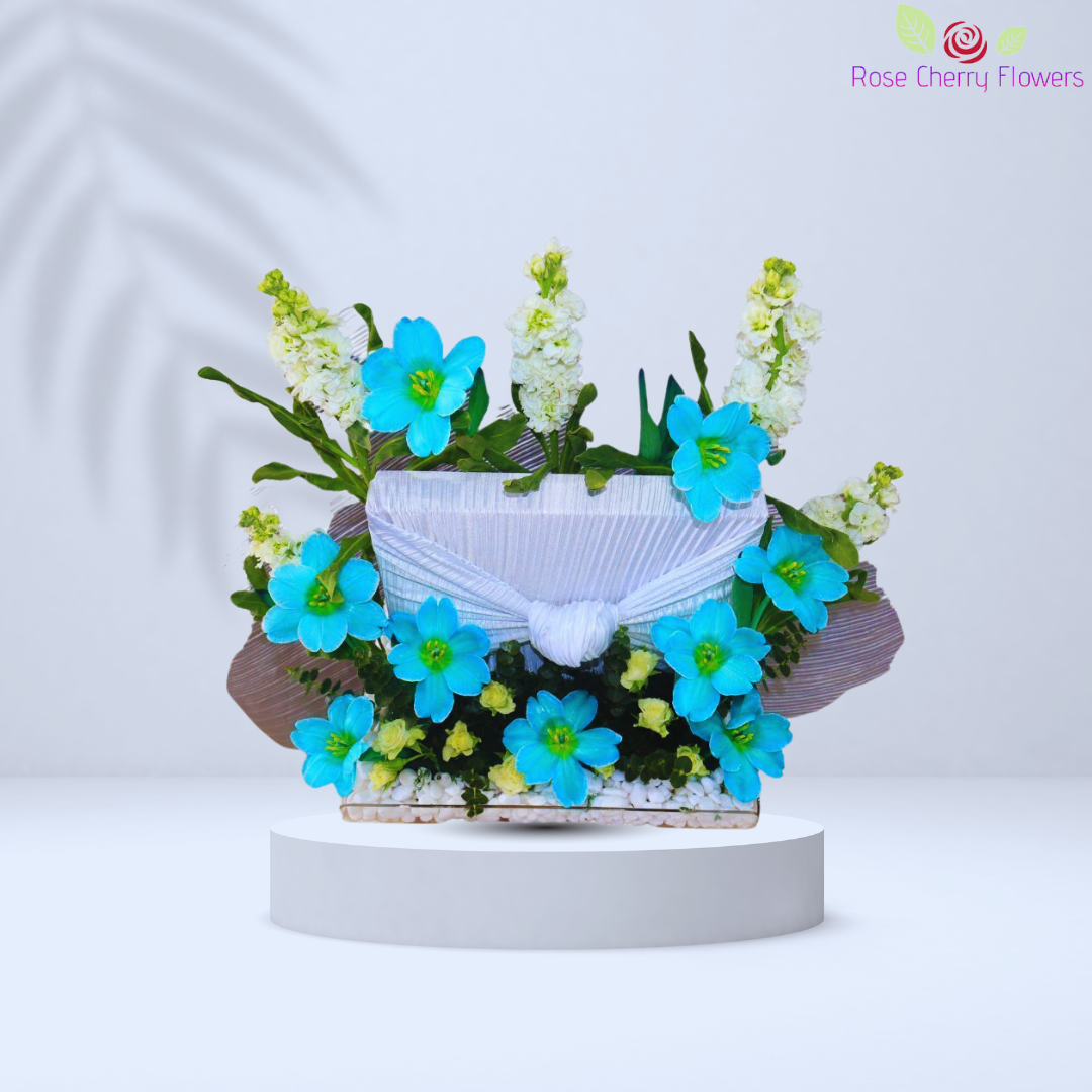 Blue and White Tulip Arrangement