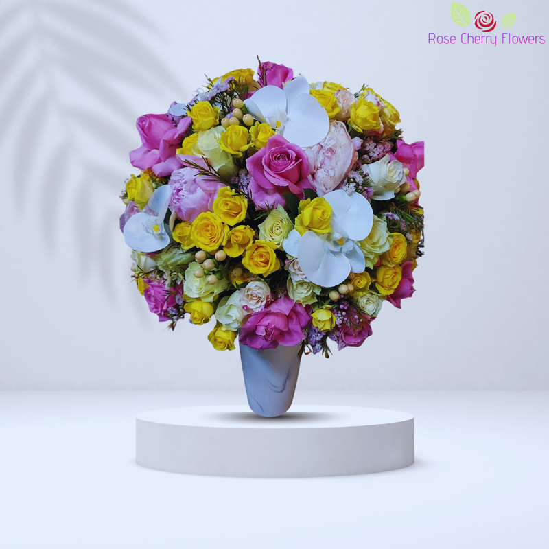 Colours Of Spring Flowers In Vase
