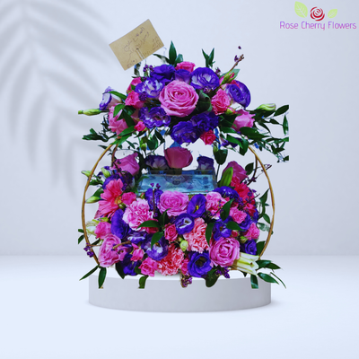 Enticing Blue&Pink Flowers Arrangement