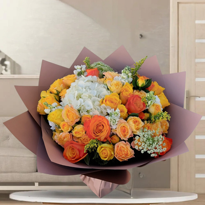 Modern White Hydrenga Bouquet