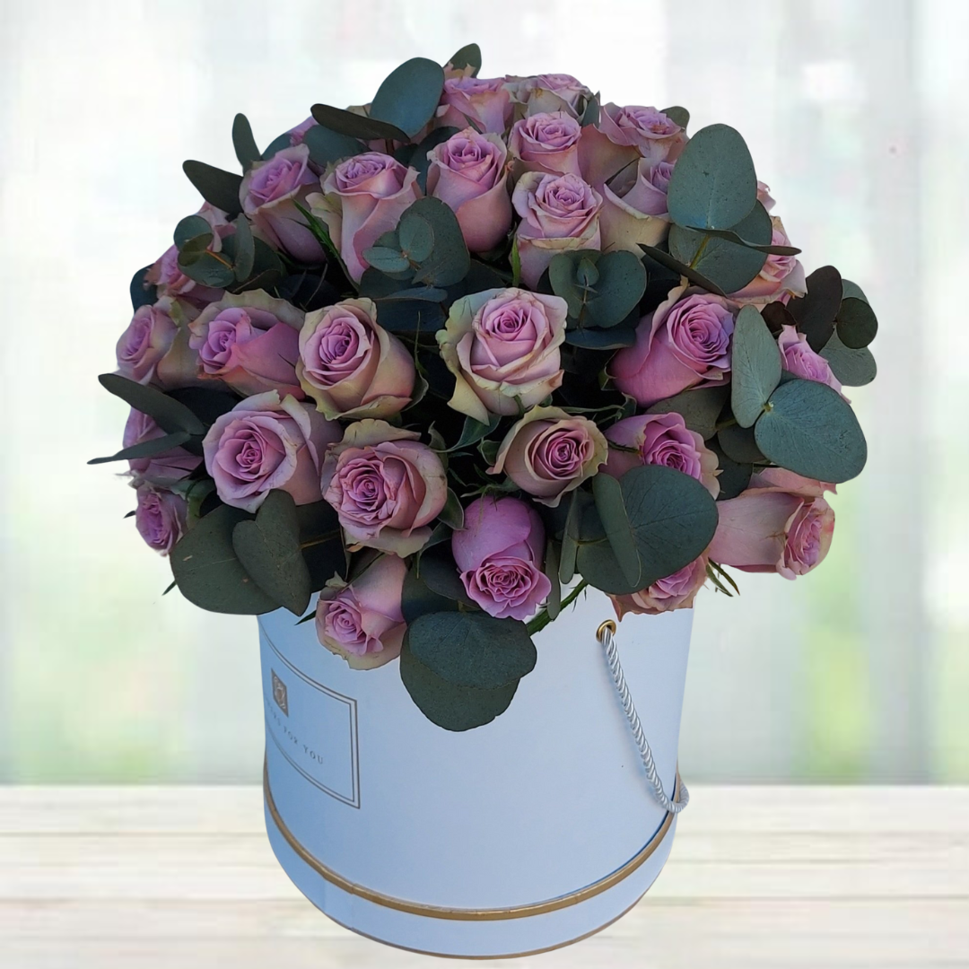 Purple Fresh Flowers In Basket