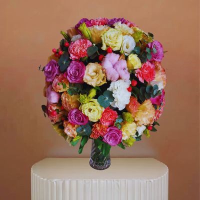 Multi Colour Flowers In Vase