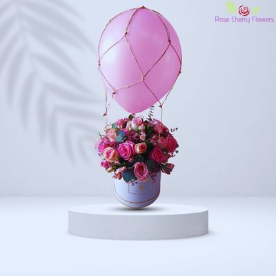 Basket Bouquet With Balloon Basket Bouquet With Balloon