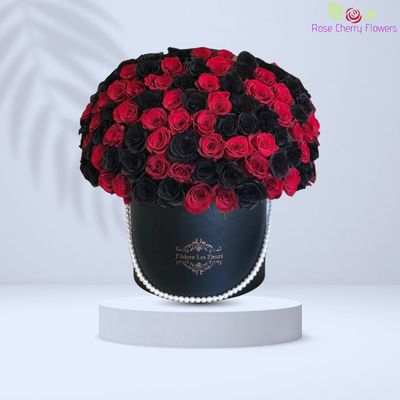 Black and Red Roses in Basket