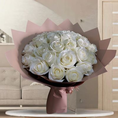 Peaceful White Rose Bouquet