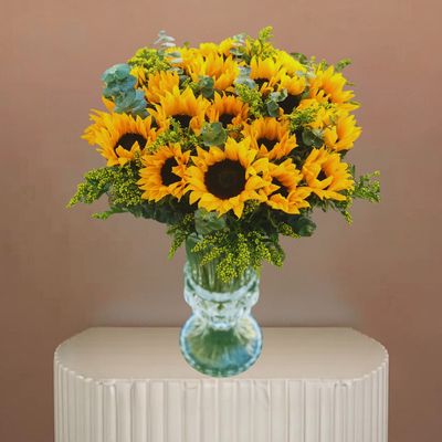 Magnificent Sunflowers In Vase