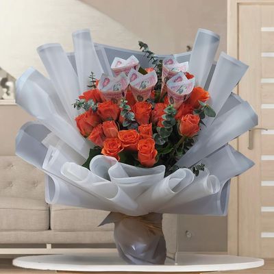 Orange Rose With White Wrapping