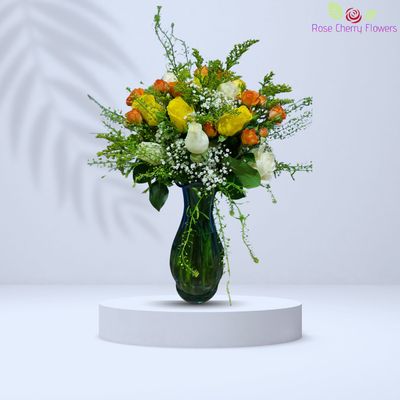 Grace Flowers In Glass Vase