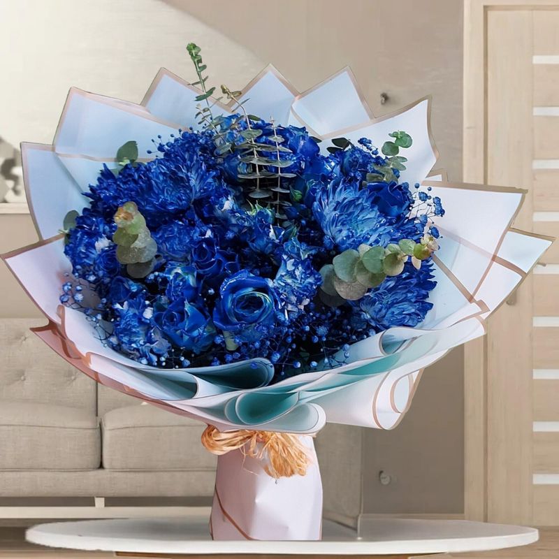 Mixed Blue Flowers Bouquet