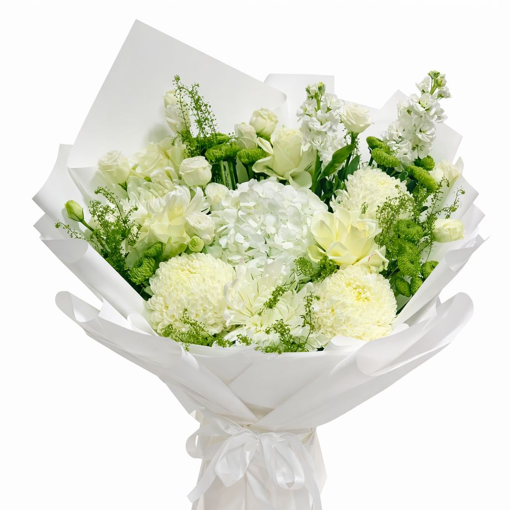 Colorful blooms in white wrap Colorful blooms in white wrap