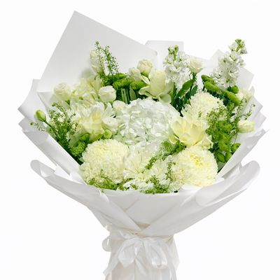 Colorful blooms in white wrap Colorful blooms in white wrap