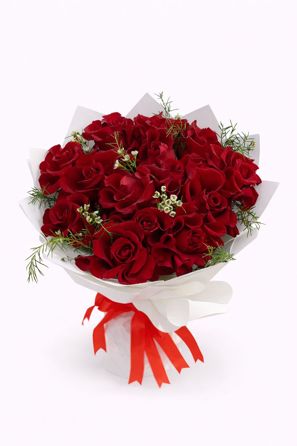 20 Red Roses in White Wrapper