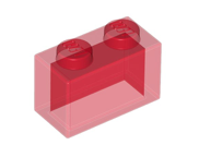 Brick 1x2 W/O Pin Transparent Red