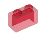 Brick 1x2 W/O Pin Transparent Red Brick 1x2 W/O Pin Transparent Red