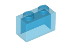 Brick 1x2 W/O Pin Transparent Blue