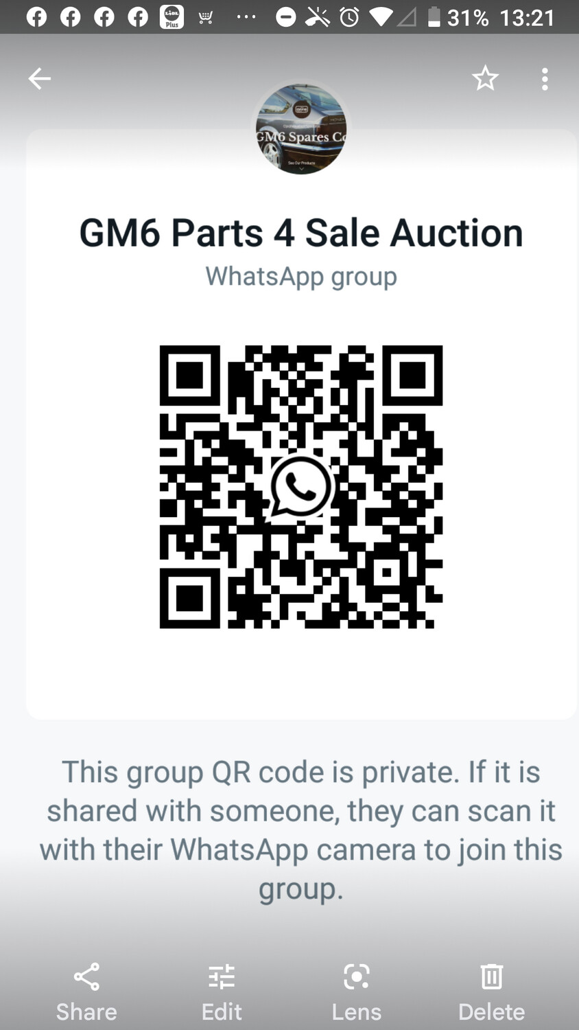 From within WhatsApp use the camera to scan this QR code to join the GM6 For Sale group.