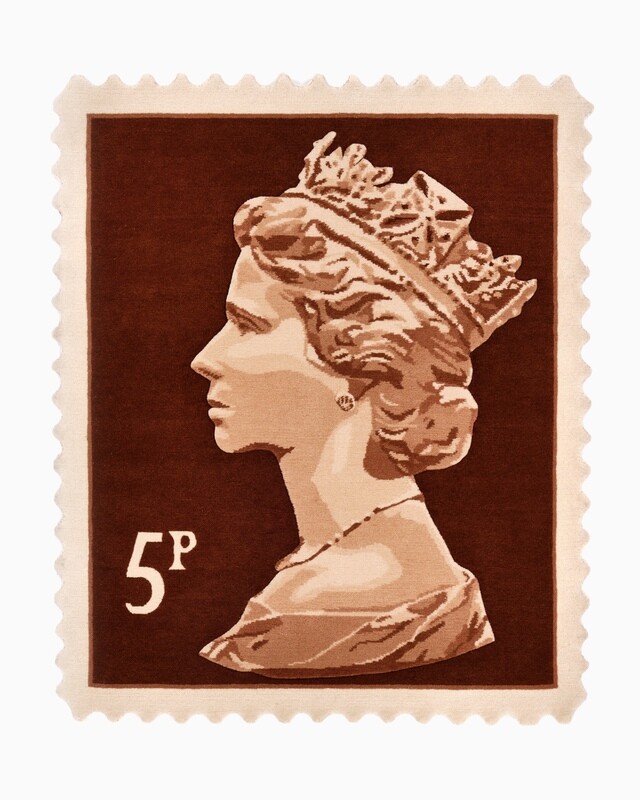 Royal Mail Stamp Rug -  Brown 5p  120 x 100