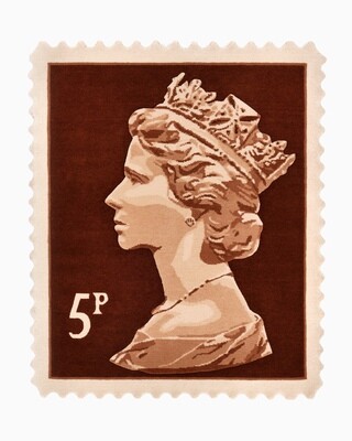Royal Mail Stamp Rug - Brown 5p 120 x 100