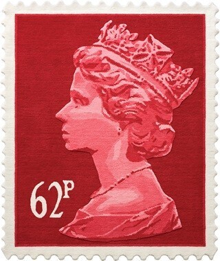 Red 62p Stamp Rug - 120 x 100 cm